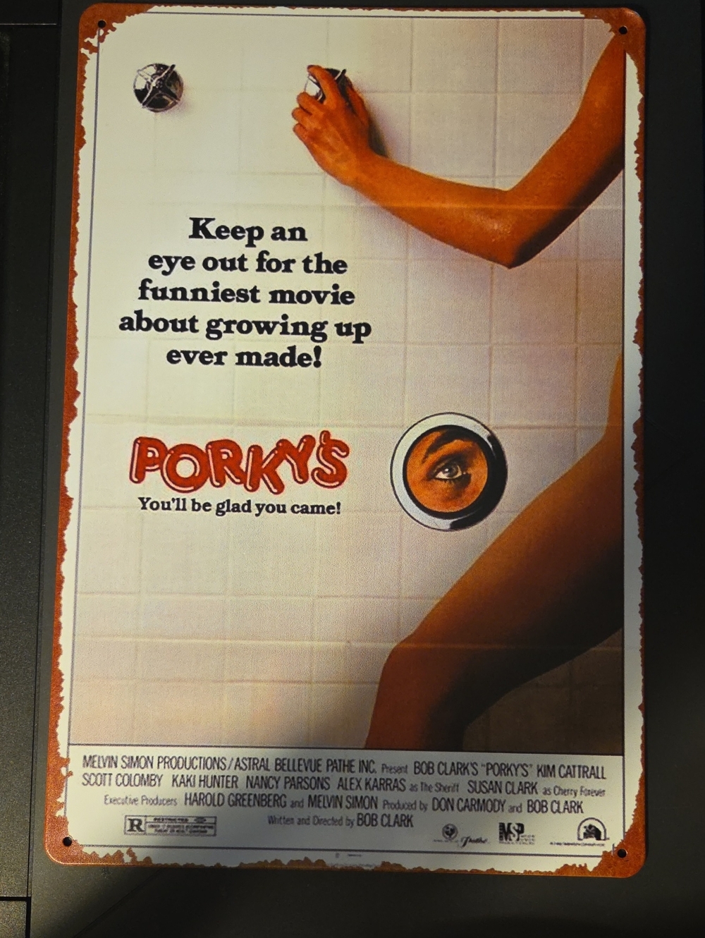 Porky's Retro Movie Poster Wall Art - White & Brown Accents